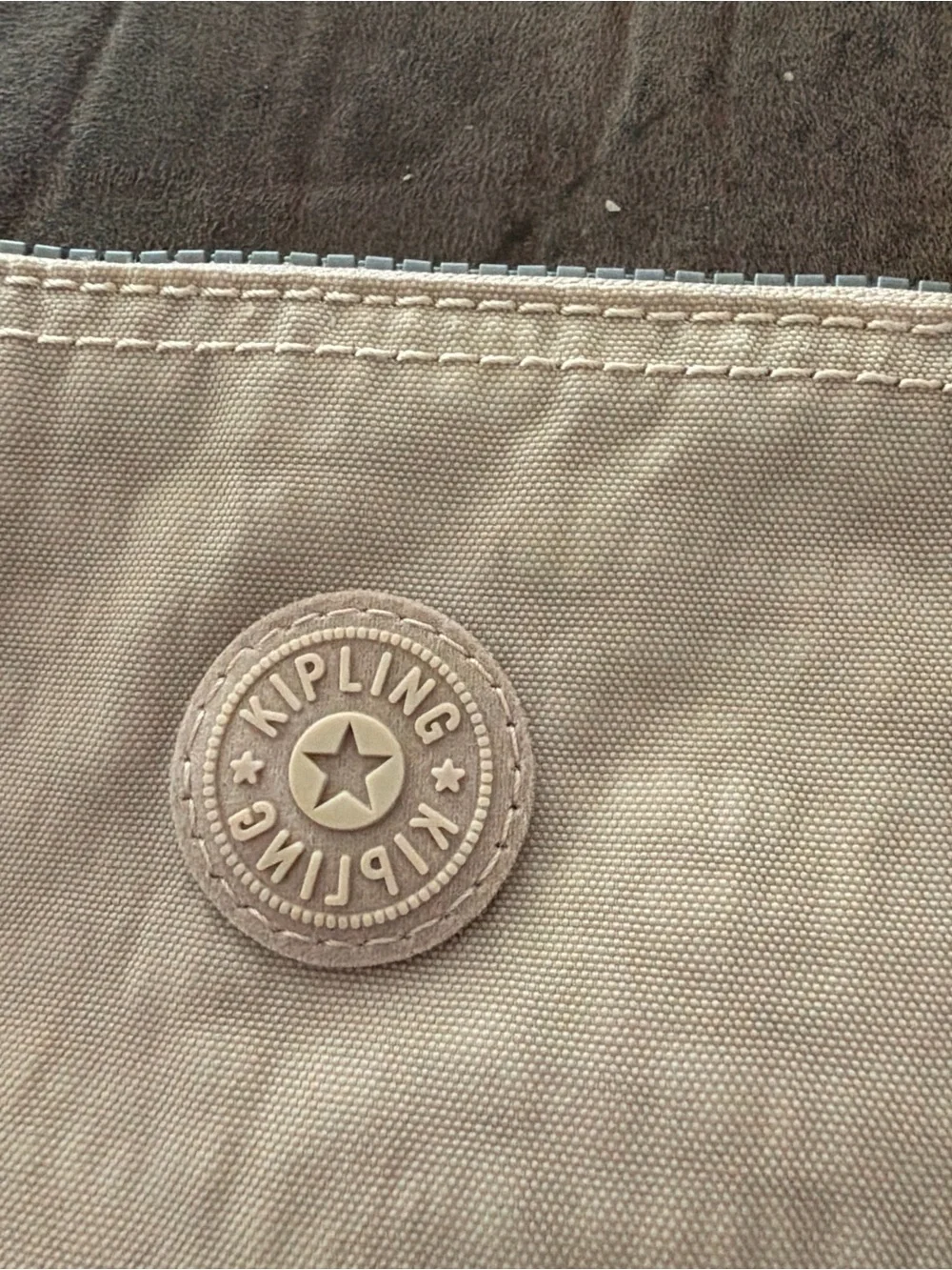 Kipling Creativity XL Pouch in Beige with Monkey Keychain